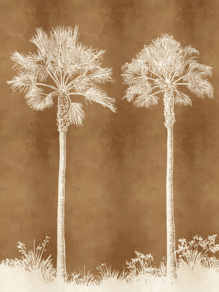 'Midnight Palm' Mural Wallpaper by Flint Wood & Hicks - Terracotta Cream
