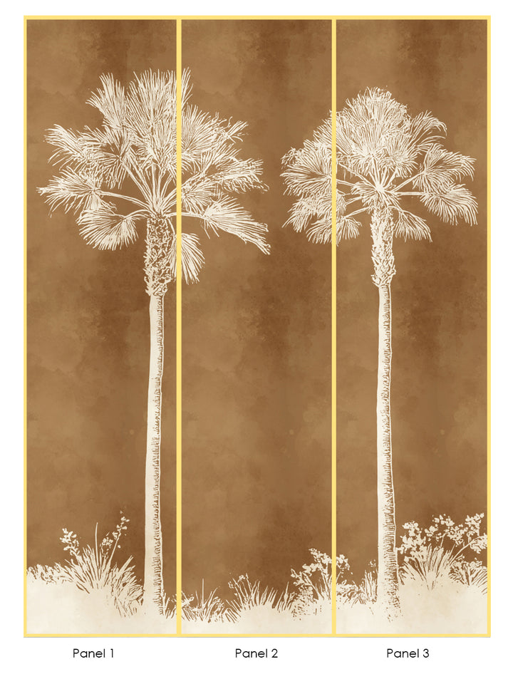 'Midnight Palm' Mural Wallpaper by Flint Wood & Hicks - Terracotta Cream