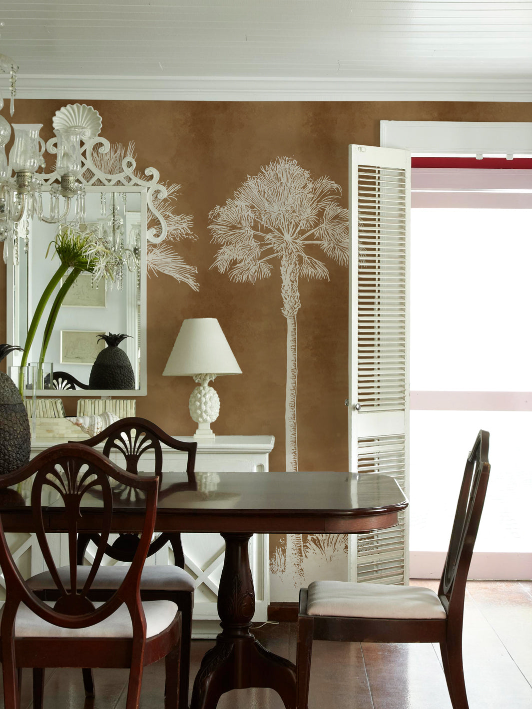 'Midnight Palm' Mural Wallpaper by Flint Wood & Hicks - Terracotta Cream