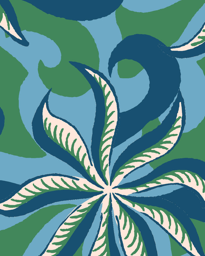 'Multi Frisée' Wallpaper by Clare V. - Cadet Azure Green