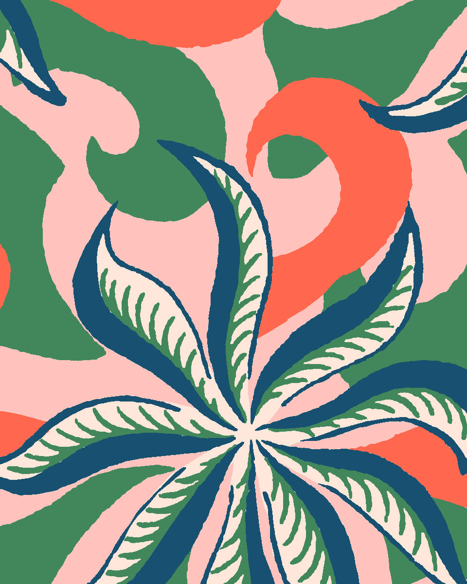 'Multi Frisée' Wallpaper by Clare V. - Poppy Pink Green