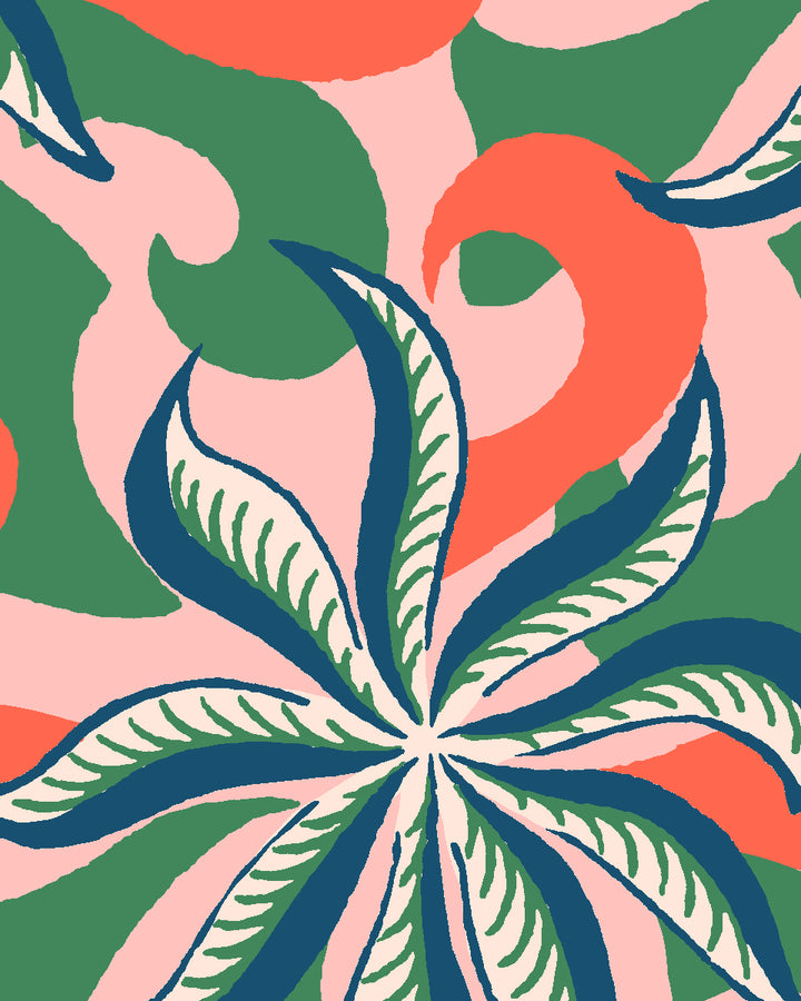 'Multi Frisée' Wallpaper by Clare V. - Poppy Pink Green