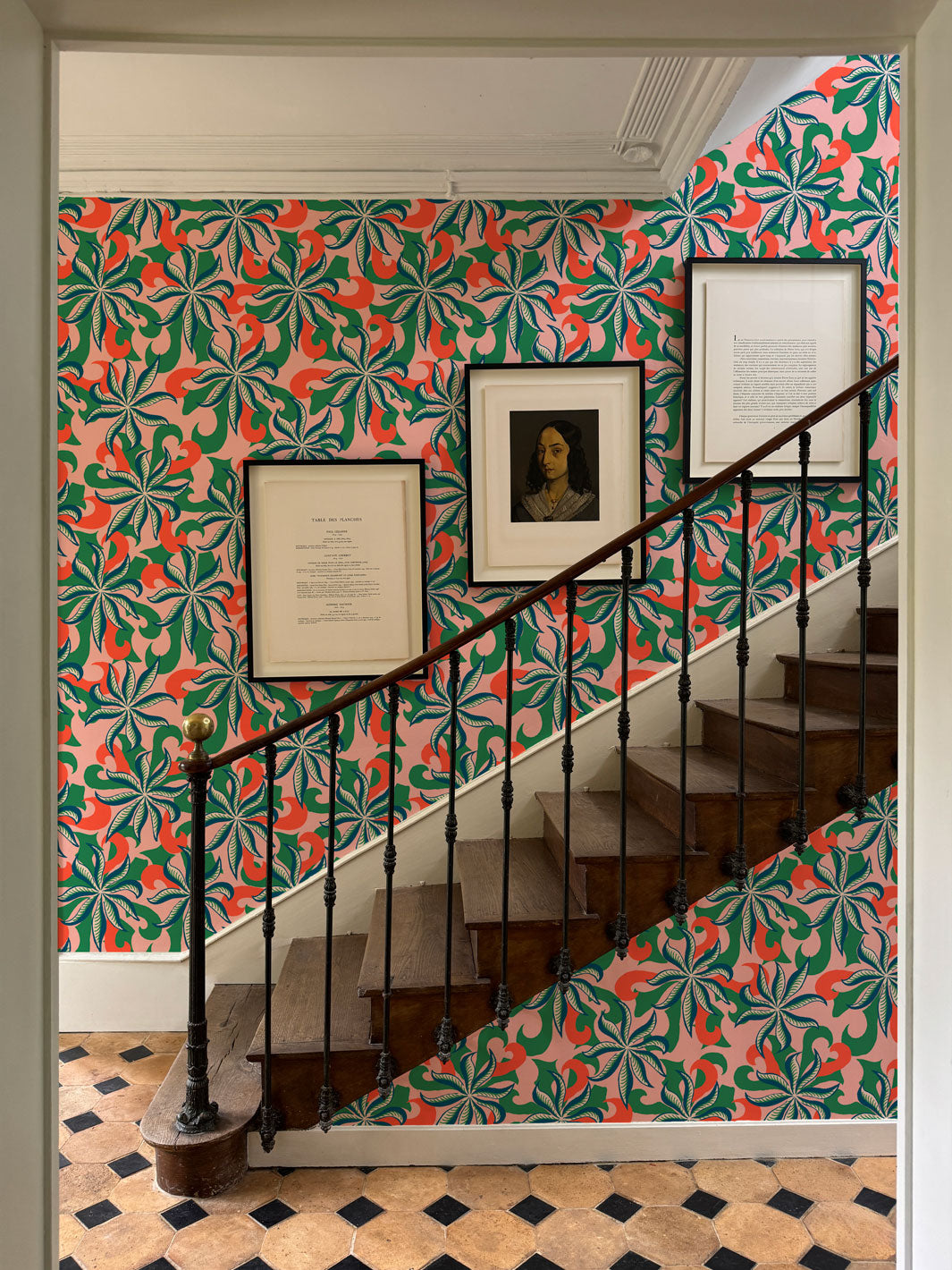 'Multi Frisée' Wallpaper by Clare V. - Poppy Pink Green