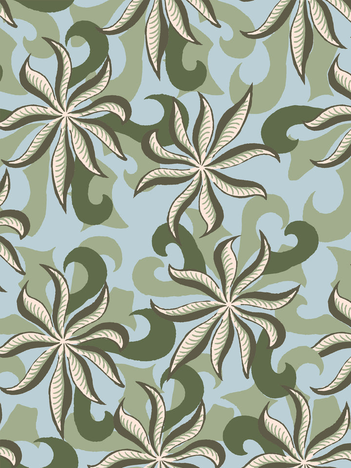 'Multi Frisée' Wallpaper by Clare V. - Olive Powder Green