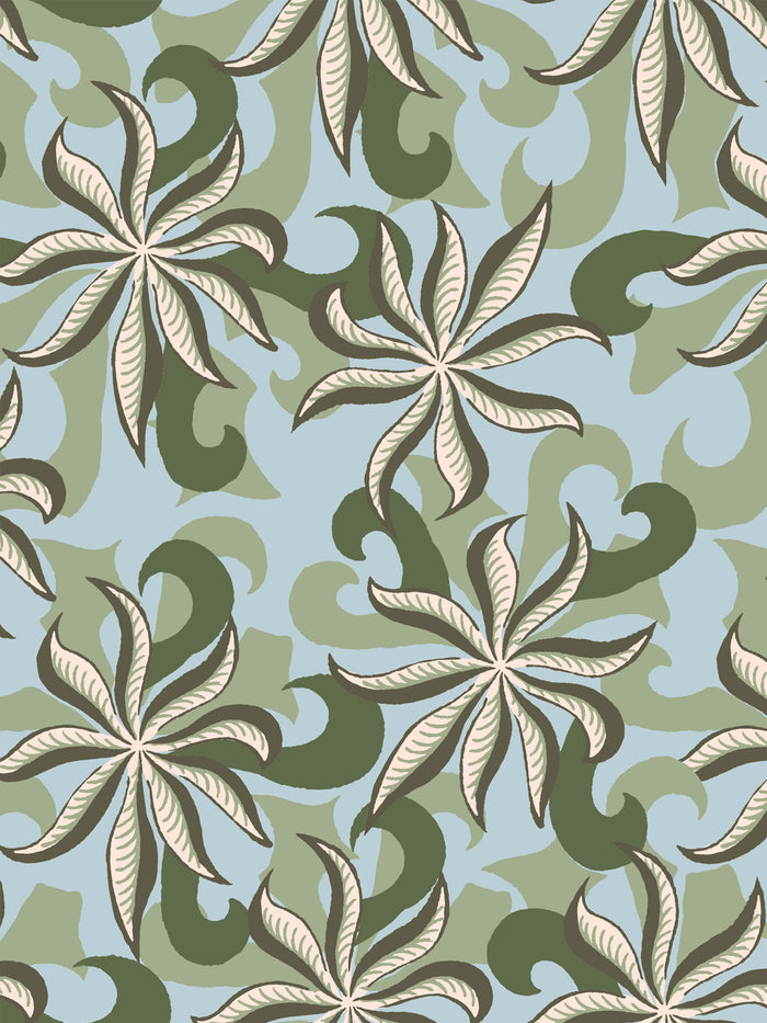 'Multi Frisée' Wallpaper by Clare V. - Olive Powder Green