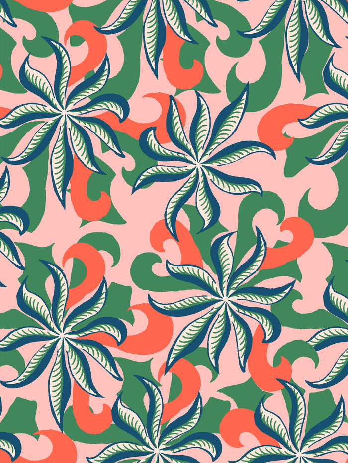 'Multi Frisée' Wallpaper by Clare V. - Poppy Pink Green