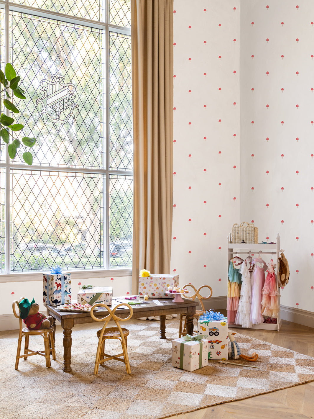 'Mushrooms' Wallpaper by Meri Meri - White