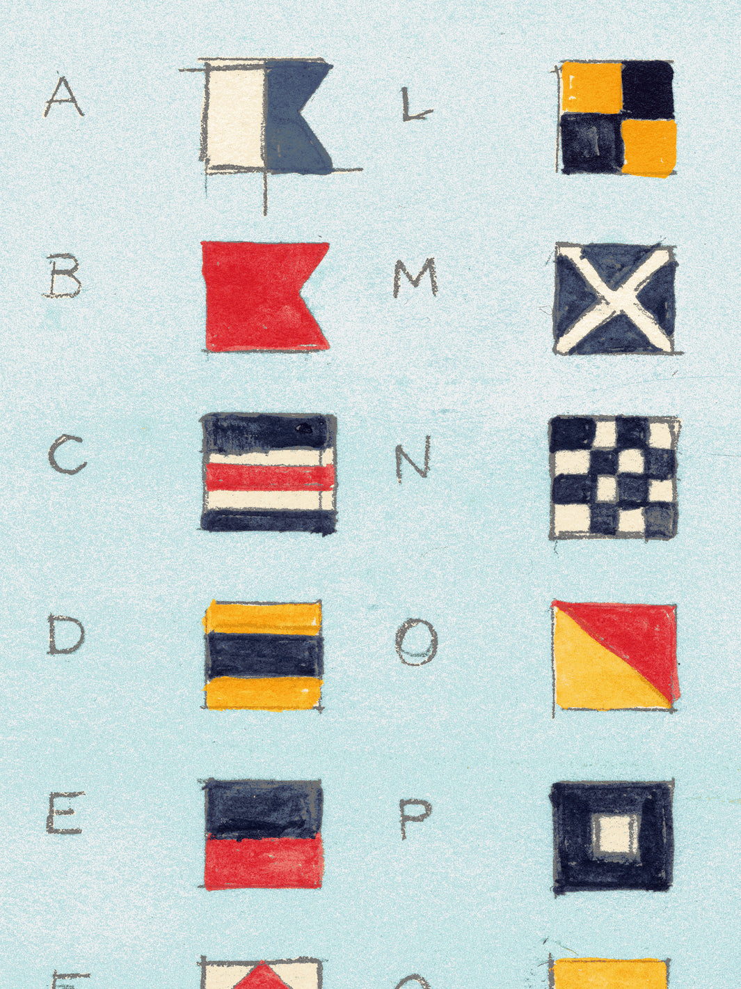 Nautical flags wallpaper featuring multicolor square flag designs on a light background