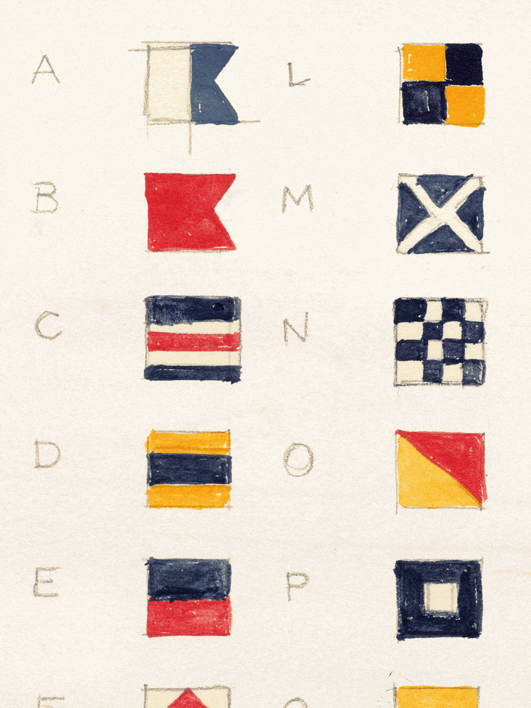 Nautical flag wallpaper with repeating red, blue, and white banner icons