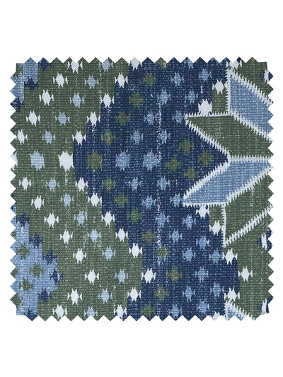 'Northstar Blanket' Linen Fabric by Nathan Turner - Blue Army