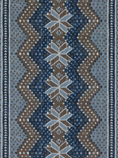'Northstar Blanket' Linen Fabric by Nathan Turner - Blue Brown