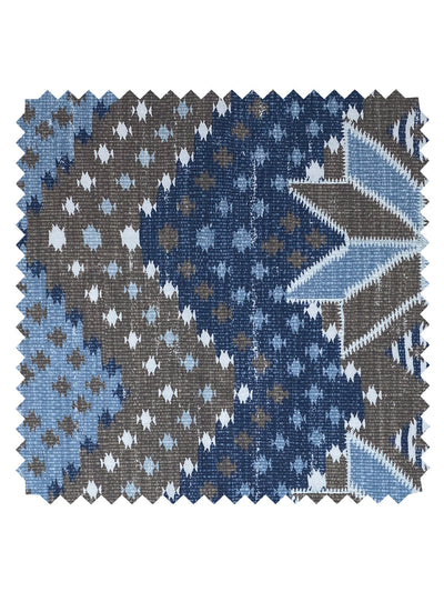 'Northstar Blanket' Linen Fabric by Nathan Turner - Blue Brown