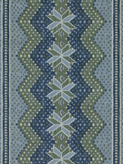 'Northstar Blanket' Linen Fabric by Nathan Turner - Blue Green
