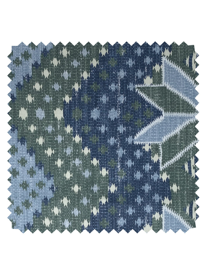 Northstar Blanket' Linen Fabric by Nathan Turner - Blue Green