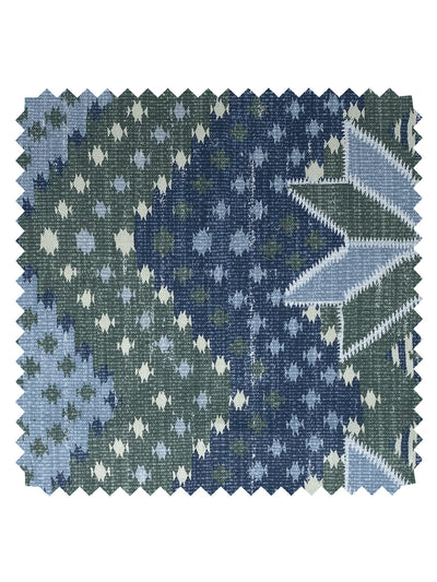 'Northstar Blanket' Linen Fabric by Nathan Turner - Blue Green