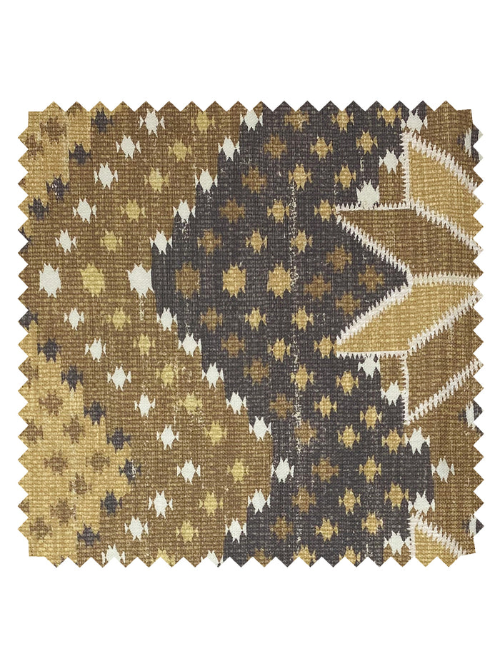 Northstar Blanket' Linen Fabric by Nathan Turner - Gold Brown
