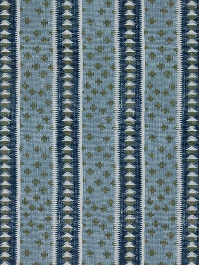 'Northstar Stripe' Linen Fabric by Nathan Turner - Blue Army Green
