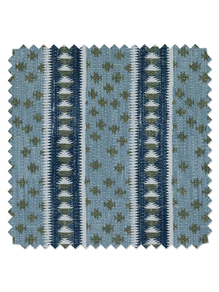 Northstar Stripe' Linen Fabric by Nathan Turner - Blue Army Green