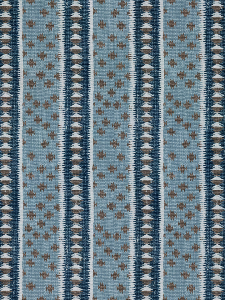 northstar stripe linen fabric by nathan turner blue brown