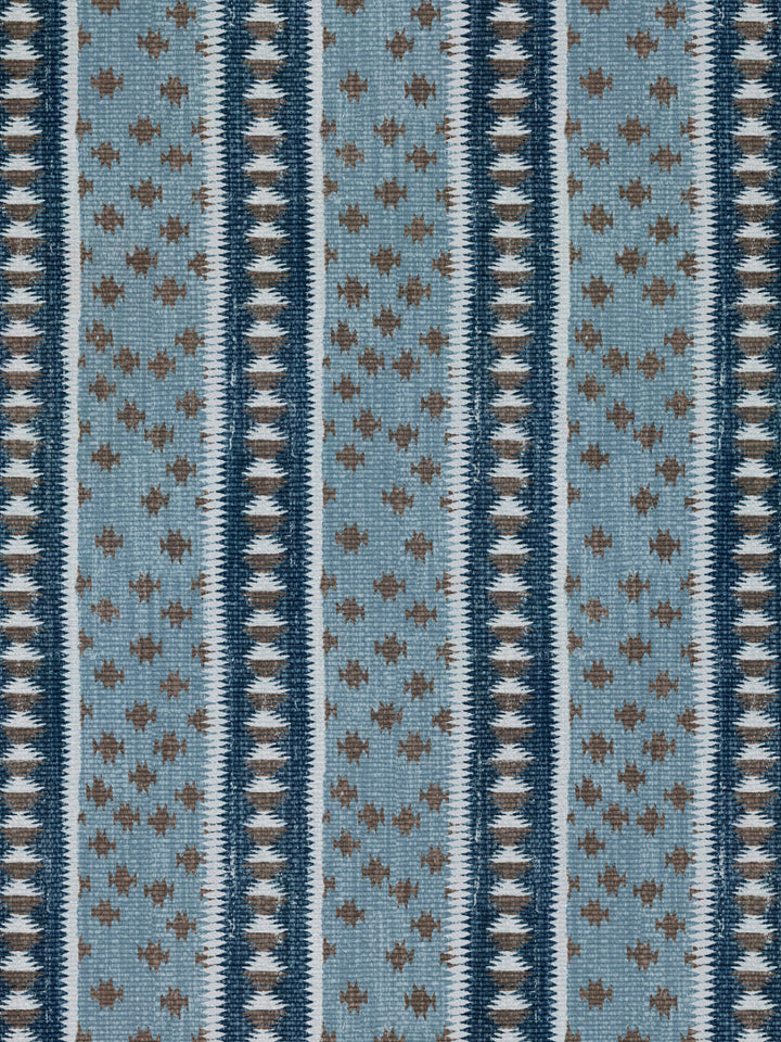 northstar stripe linen fabric by nathan turner blue brown