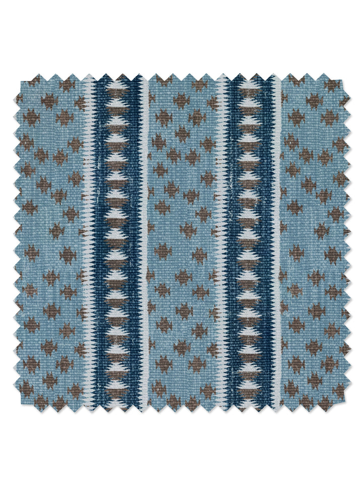 northstar stripe linen fabric by nathan turner blue brown