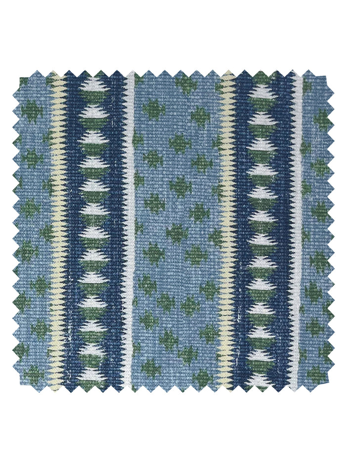 Northstar Stripe' Linen Fabric by Nathan Turner - Blue Green