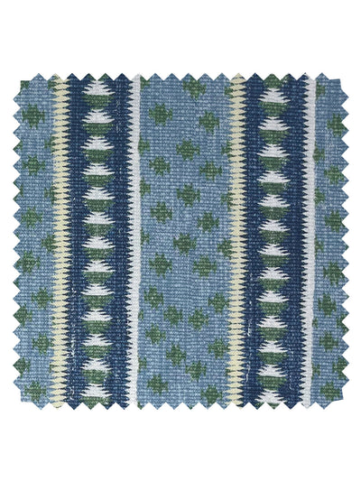 'Northstar Stripe' Linen Fabric by Nathan Turner - Blue Green