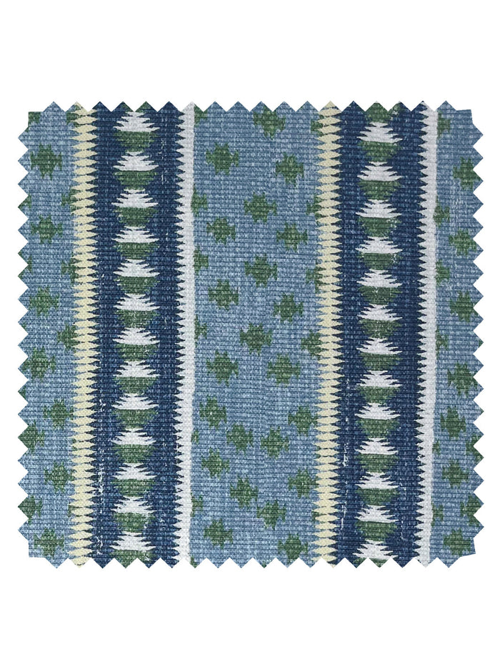 'Northstar Stripe' Linen Fabric by Nathan Turner - Blue Green