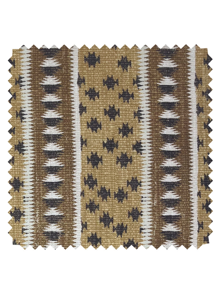 Northstar Stripe' Linen Fabric by Nathan Turner - Gold Brown