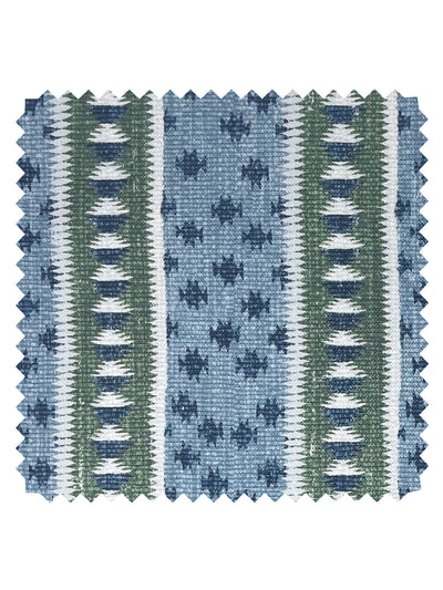 'Northstar Stripe' Linen Fabric by Nathan Turner - Green Blue