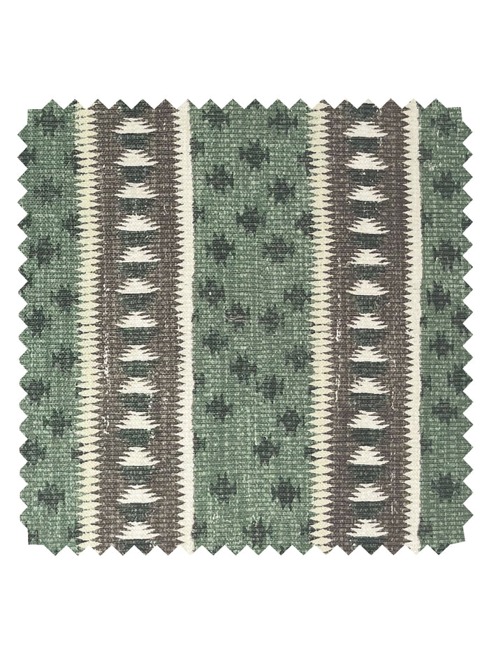 Northstar Stripe' Linen Fabric by Nathan Turner - Moss Brown