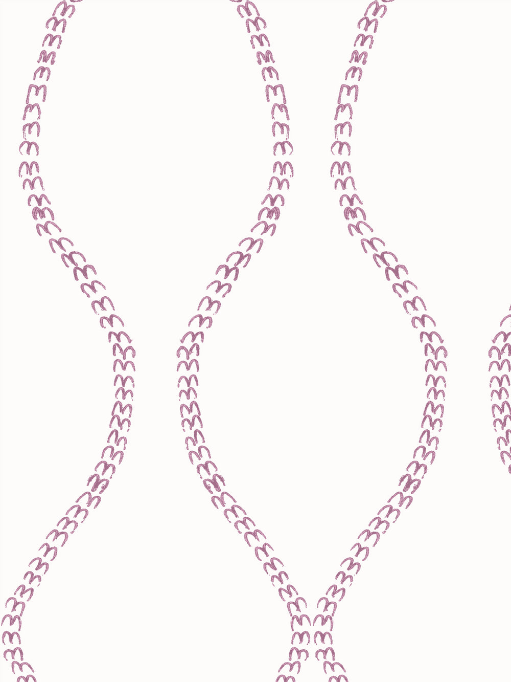 Close crop of dusty mauve pink a leaf-chain trellis on warm off-white cream