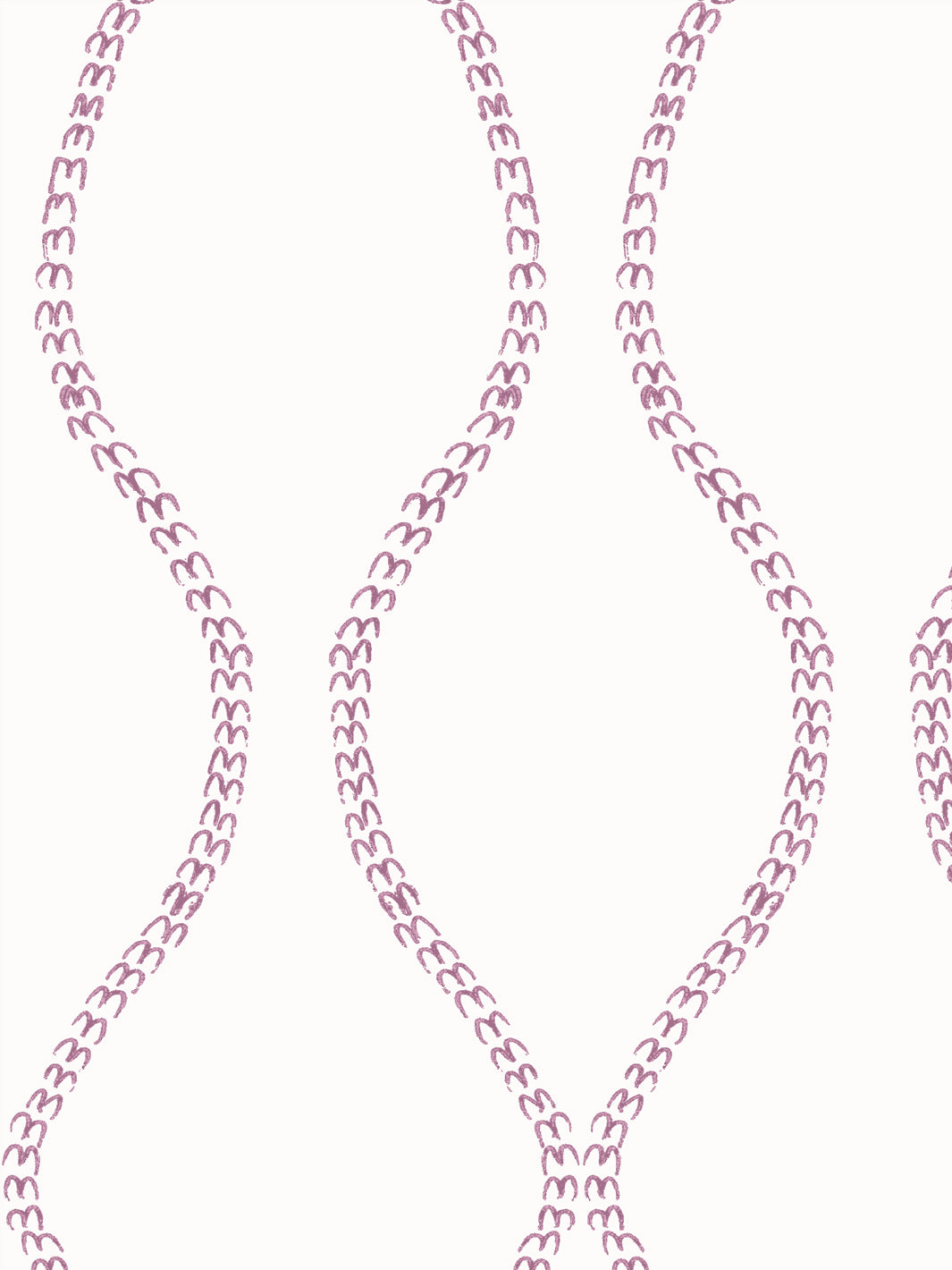 Close crop of dusty mauve pink a leaf-chain trellis on warm off-white cream