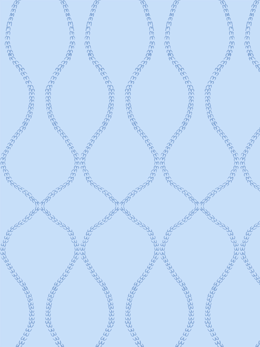 Slate blue leaf-chain ogee trellis on a soft light blue ground