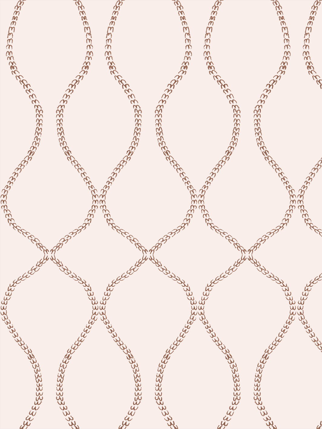 Russet brown leaf-chain trellis on a pale blush cream ground