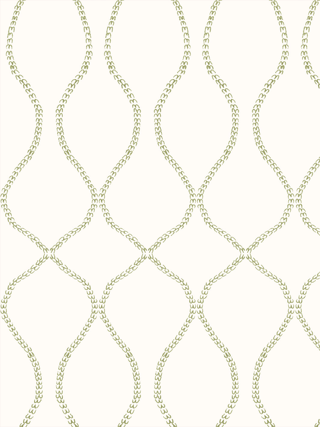 Olive-yellow leaf-chain trellis on a warm off-white ground