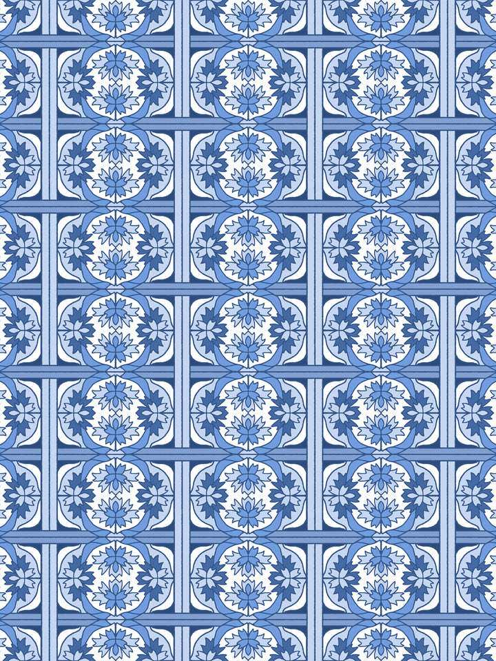 'Ophelia' Wallpaper by Wallshoppe - Cerulean Blue - Design