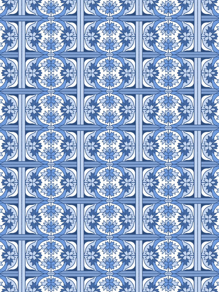 'Ophelia' Wallpaper by Wallshoppe - Cerulean Blue