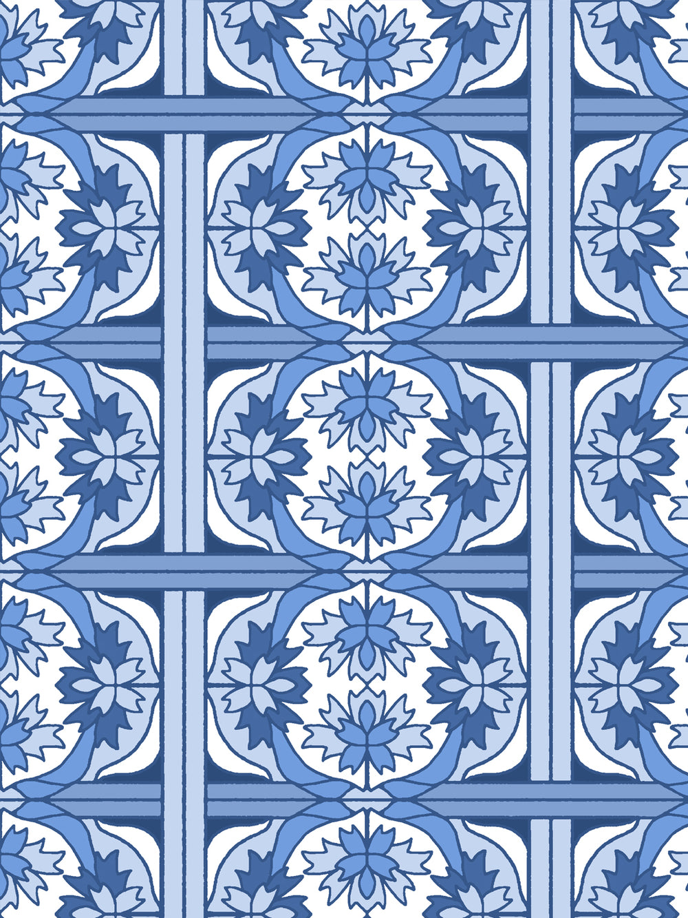 'Ophelia' Wallpaper by Wallshoppe - Cerulean Blue - Detail