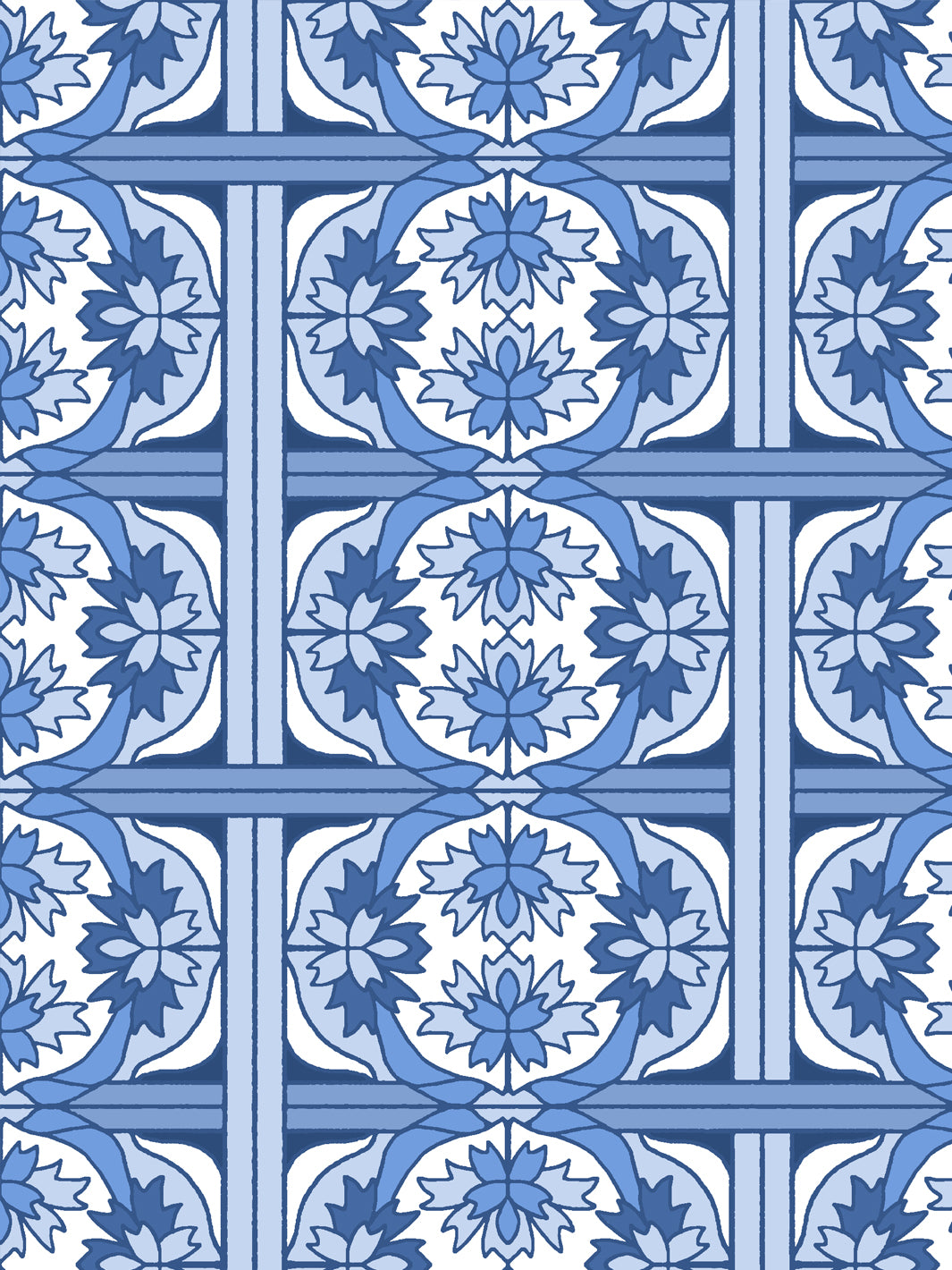 'Ophelia' Wallpaper by Wallshoppe - Cerulean Blue - Detail