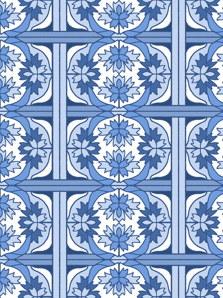 'Ophelia' Wallpaper by Wallshoppe - Cerulean Blue - Detail