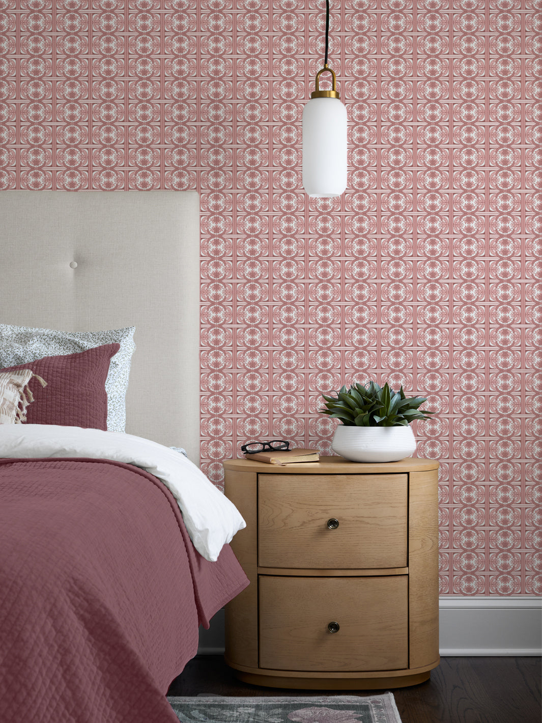 'Ophelia' Wallpaper by Wallshoppe - Rosewood - Room Shot