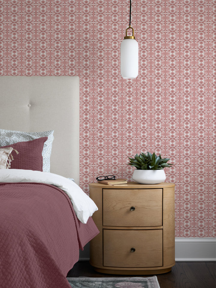 'Ophelia' Wallpaper by Wallshoppe - Rosewood - Room Shot