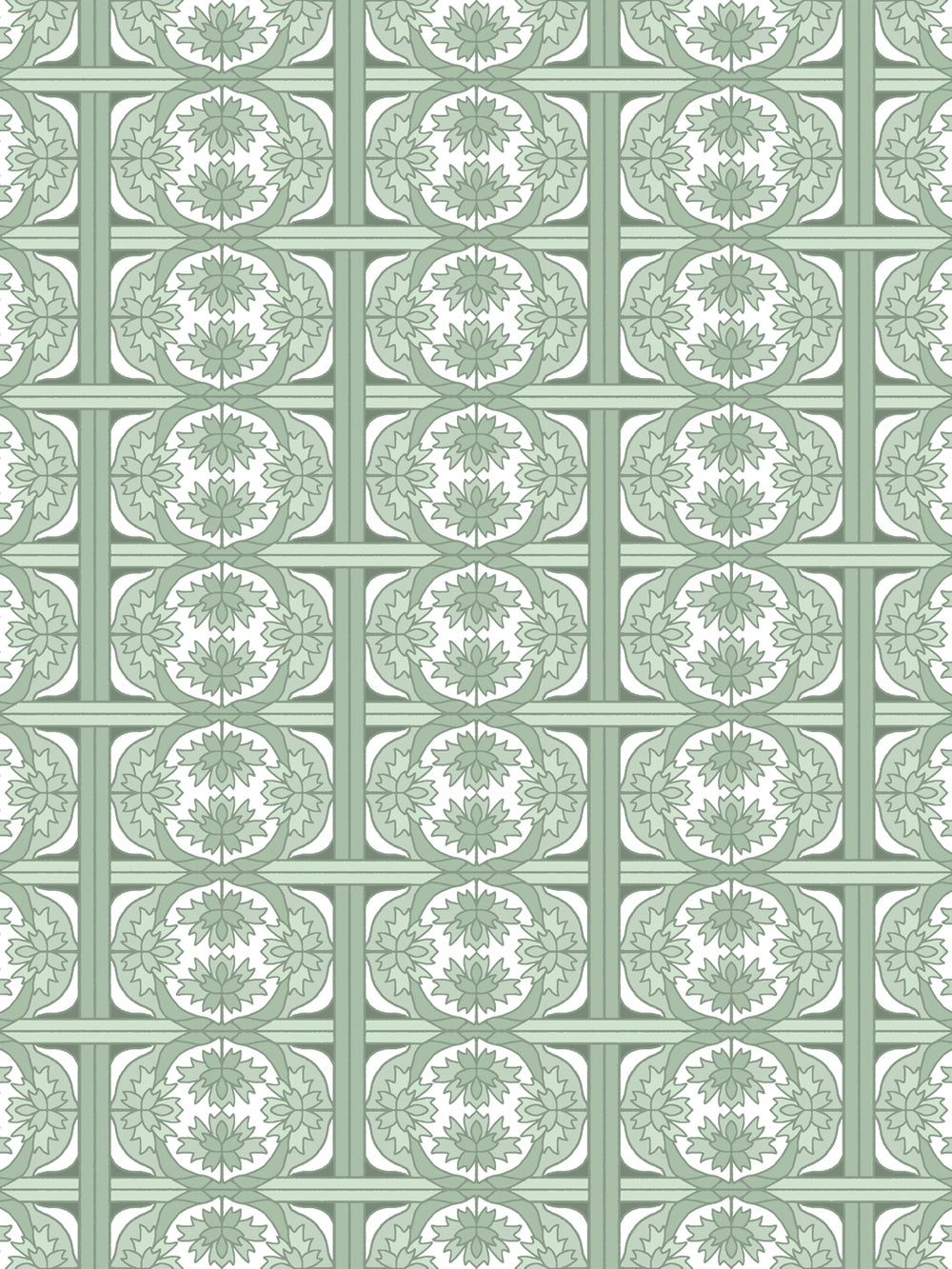 'Ophelia' Wallpaper by Wallshoppe - Sage - Design