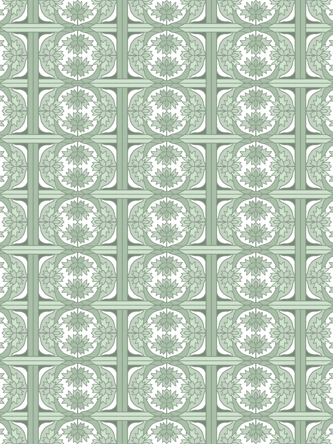 'Ophelia' Wallpaper by Wallshoppe - Sage - Design