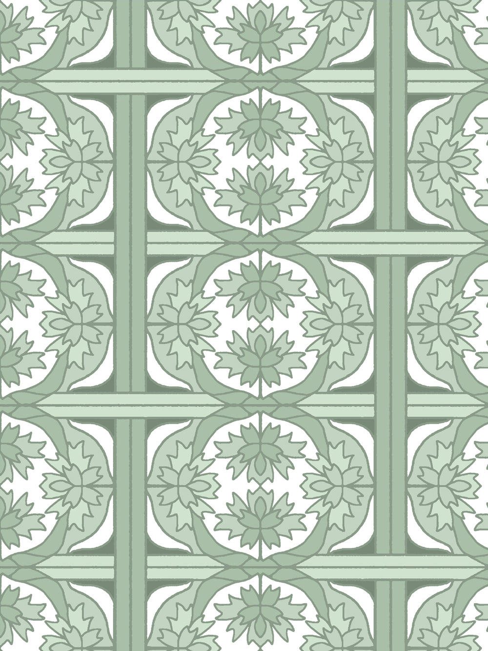 'Ophelia' Wallpaper by Wallshoppe - Sage - Detail