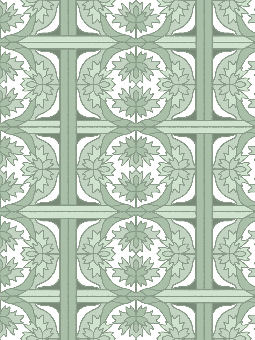 'Ophelia' Wallpaper by Wallshoppe - Sage - Detail