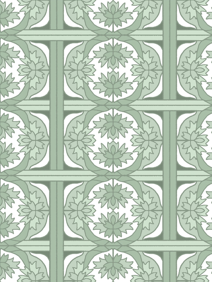 'Ophelia' Wallpaper by Wallshoppe - Sage - Detail