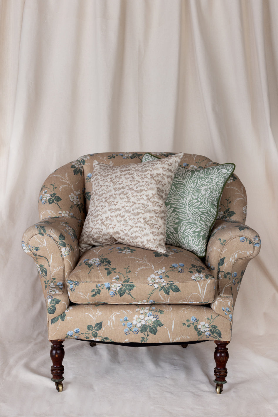 owl linen fabric by nathan turner neutral