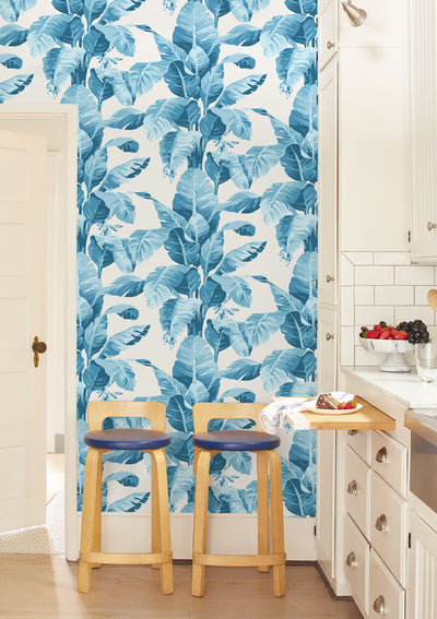 'Pacifico Palm' Wallpaper by Nathan Turner - Blue